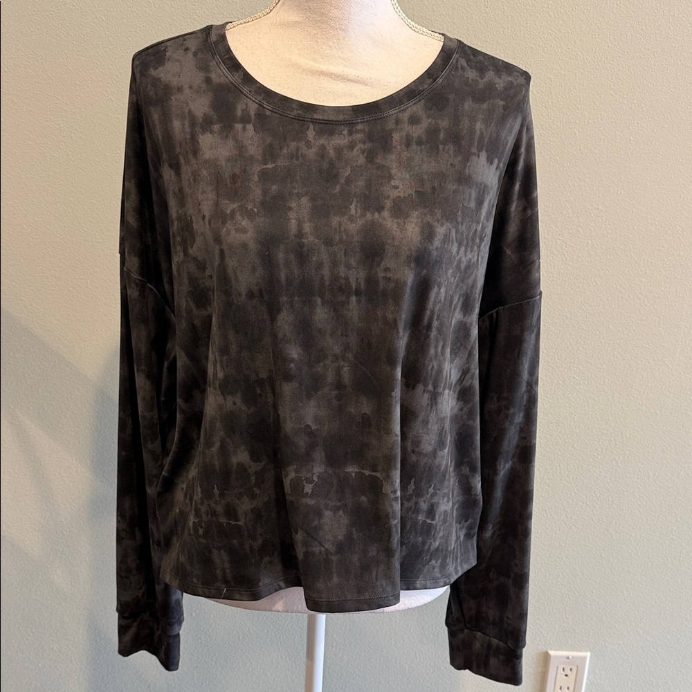 RBX XL/TG Women's Black  WORKOUT Tie-Dye Long Sleeve Top